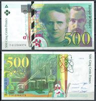 Bild von Франция 1994 г. P# 160a • 500 франков • Мария и Пьер Кюри • регулярный выпуск • UNC пресс ( кат. - $250 )