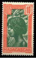 Изображение Мадагаскар 1930-44 гг. SC# 151 • 10 c. • осн. выпуск • местная девушка • MNH OG XF