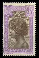 Изображение Мадагаскар 1930-44 гг. SC# 154 • 25 c. • осн. выпуск • местная девушка • Mint NG VF