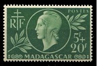 Изображение Мадагаскар 1944 г. SC# B15 • 5 + 20 fr. • Красный крест • благотворительный выпуск • MNH OG XF