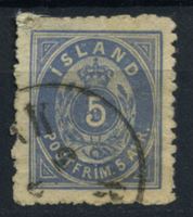 Изображение Исландия 1876 г. SC# 9 • 5 a. • Редкая!!! • Used F ( кат.- $900 )