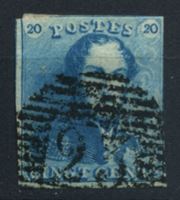 Изображение Бельгия 1849 г. SC# 2 • 20 c. • король Леопольд I • Used VF ( кат.- $60 )