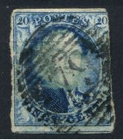 Изображение Бельгия 1851-4 гг. SC# 7 • 20 c. • король Леопольд I • Used VF ( кат.- $8 )