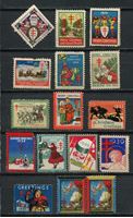 Изображение США 1921-43 гг. • лот 16 разных старинных марок-этикеток • Рождество • Mint OG/NG F-VF