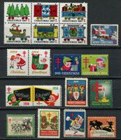 Изображение США 1926-64 гг. • лот 19 разных старинных марок-этикеток • Рождество • MNH OG XF