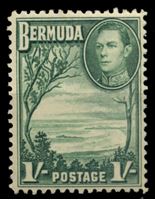 Изображение Бермуды 1938-52 гг. Gb# 115 • 1 sh. • Георг VI основной выпуск • Виноградный залив • MNH OG XF ( кат.- £2,5 )