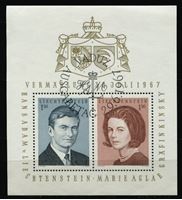 Изображение Лихтенштейн 1967 г. Mi# Block 7 • 1.50 Fr.(2) • Свадьба принца Ханса-Адама • Used(ФГ) XF • блок ( кат.- €4 )
