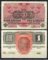 Изображение Австрия 1919г. P# 49 / 1 крона / XF+
