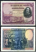 Изображение Испания 1928г. P# 75b / 50 песет / XF-AU