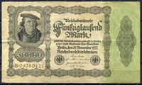 Изображение Германия 1922г. P# 79 / 50 тыс. марок / XF