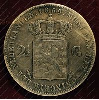 Изображение Нидерланды 1869г. KM# 82 / 2,5 гульдена / VF / Серебро