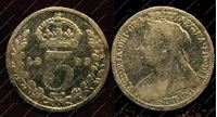 Изображение Англия 1893г. KM# 777 / 3 пенса / VF / Серебро