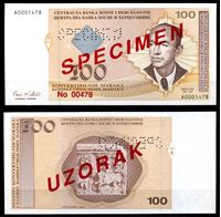 Bild von Босния и Герцеговина 1998 г. • P# 69s • 100 конвертируемых марок. Образец • UNC пресс