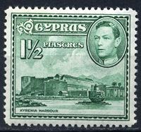 Изображение Кипр 1938-51 гг. Gb# 155ab • 1 1/2 pi. Основной выпуск. Георг VI • MLH OG XF ( кат.- £6 )