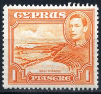 Изображение Кипр 1938-51 гг. Gb# 154 • 1 pi. Основной выпуск. Георг VI • MLH OG XF ( кат.- £2,5 )