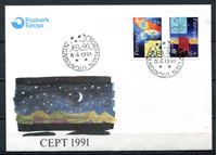 Изображение Фарерские о-ва 1991 г. SC# 220-1 • Выпуск Европа • Used(ФГ) XF • КПД ( кат.- $4 )