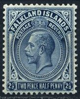 Изображение Фолклендские о-ва 1921-8 гг. • Gb# 76 • 2 1/2d. Георг V • стандарт • MLH OG XF ( кат.- £22 )