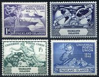 Изображение Фолклендские о-ва 1949 г. • Gb# 168-71 • 1 d. - 2 sh. • 75-летие ВПС(UPU) • MLH OG XF • полн. серия ( кат.- £12 )