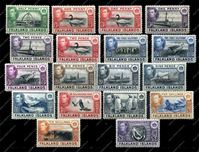 Изображение Фолклендские о-ва 1938-50 гг. Gb# 146-63 • Георг VI основной выпуск • 1/2d. - £1 • фауна и виды островов • MLH OG XF • полн. серия ( кат.- £375 )