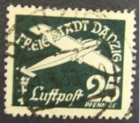 Изображение Данциг 1935 г. Mi# 253 • 25 пф. • Самолет Юнкерс W-33 • авиапочта • Used XF ( кат.- €2 )
