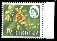 Изображение Родезия 1966 г. Gb# 382 • Елизавета II основной выпуск • 1sh. 6d. • орхидея • MNH OG XF+