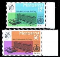 Изображение Монтсеррат 1966 г. Gb# 150-2 • Открытие штаб-квартиры ВОЗ • MNH OG XF+ • полн. серия