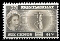 Изображение Монтсеррат 1953-62 гг. Gb# 142 • Елизавета II основной выпуск • 6c. • Символ государственности • MNH OG XF