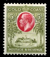 Изображение Британский Золотой Берег 1921-24 гг. • Gb# 112 • 5sh. • Дворец в Кристианбурге (концовка серии) • MLH OG XF ( кат.- £60 )