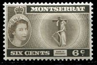 Изображение Монтсеррат 1953-62 гг. Gb# 142 • Елизавета II основной выпуск • 6c. • Символ государственности • MNH OG XF