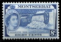 Изображение Монтсеррат 1953-62 гг. Gb# 143 • Елизавета II основной выпуск • 8c. • обработка хлопка • MNH OG XF