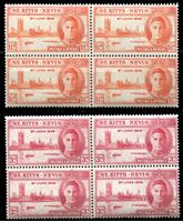 Изображение Сент-Китс и Невис 1946 г. Gb# 78-79 • выпуск Победы • MNH OG XF • кв. блоки