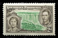 Изображение Южная Родезия 1937 г. Gb# 37 • Коронация Георга VI • 2d. • паровоз на фоне водопада Виктория • MNH OG XF