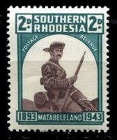 Изображение Южная Родезия 1943 г. Gb# 61 • 2d. • 50-летие оккупации Матабелеленда • MNH OG XF