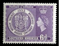 Изображение Южная Родезия 1953 г. Gb# 76 • 6d. • Выставка к 100-летию Сесиля Родса • MNH OG XF