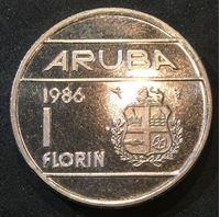 Изображение Аруба 1986 г. • KM# 5 • 1 флорин • первый год чеканки типа и монет Арубы • регулярный выпуск • MS BU люкс! • FS