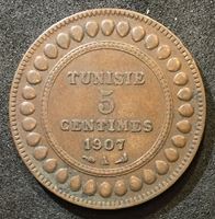Изображение Тунис 1907 г. A • KM# 235 • 5 сaнтимов • регулярный выпуск • XF+