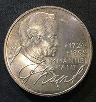 Изображение Германия ФРГ 1974 г. D (Мюнхен) • KM# 139 • 5 марок • 250 лет со дня рождения философа Иммануила Канта • памятный выпуск • MS BU люкс!
