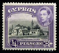 Изображение Кипр 1938-51 гг. • Gb# 153 • 3/4 pi. • Георг VI основной выпуск • церковь святых Варнавы и Иллариона • MH OG XF ( кат.- £22 )