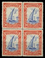 Изображение Мозамбика Компания 1937 г. SC# 177 • 10 c. • основной выпуск • парусная лодка • MNH OG XF • кв.блок