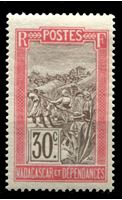 Изображение Мадагаскар 1908-28 гг. SC# 94 • 30 c. • осн. выпуск • путешественник в кресле-носилках • MNH OG XF