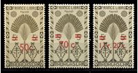 Изображение Мадагаскар 1945 г. SC# 261,263-4 • 3 марки • надпечатка нов. номинала • MNH OG XF