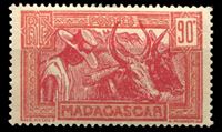 Изображение Мадагаскар 1930-44 гг. SC# 160 • 90 c. • осн. выпуск • крестьянин и волы • MLH OG XF
