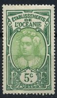 Изображение Океания 1913-15 гг. Iv# 24 • 5 c. • Девочка-таитянка (осн. выпуск) • MLH OG VF ( кат.- €2 )