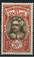 Изображение Океания 1927-30 гг. Iv# 69 • 20 c. • Девочка-таитянка (осн. выпуск) • MLH OG VF ( кат.- €2 )