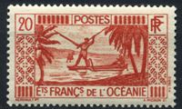 Изображение Океания 1939-49 гг. Iv# 91 • 20 c. • осн. выпуск • рыбак в лодке • MH OG XF