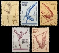 Изображение СССР 1979 г. Сол# 4947-51 • Олимпиада-80, Москва • гимнастика • благотворительный выпуск • MNH OG XF • полн. серия