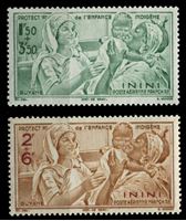 Изображение Инини 1942 г. Iv# A 1-2 • Медицина для местного населения • авиапочта • MNH OG XF • полн. серия