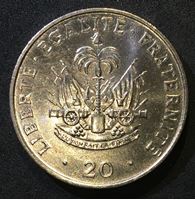 Изображение Гаити 1991 г. • KM# 152 • 20 сантимов • герб • Шарлемань Перальт • регулярный выпуск • MS BU