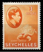 Изображение Сейшелы 1938-49 гг. Gb# 136a • 3 c. • Георг VI основной выпуск • гигантская черепаха • MLH OG XF