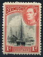 Изображение Бермуды 1938-52 гг. Gb# 110 • 1 d • Георг VI основной выпуск • парусник в порту Гамильтона • MNH OG F ( кат.- £2,5 )